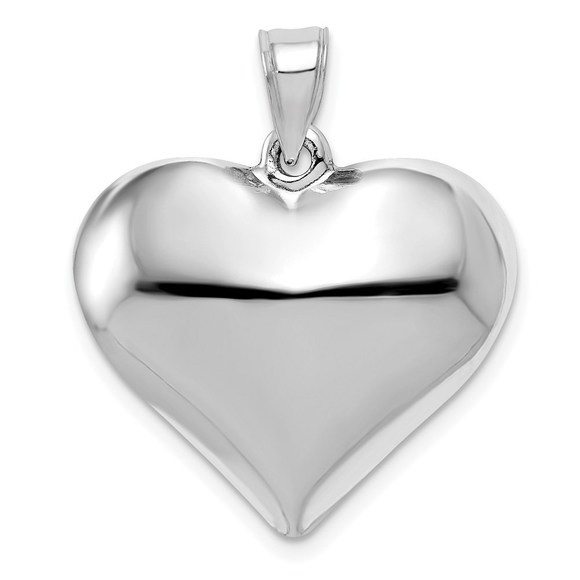 14k White Gold Polished 3D Puffed Heart Pendant,All Products : American Fashion Style Bags On Sale